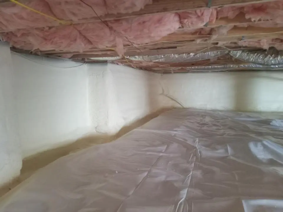 Crawl space encapsulation with closed-cell spray foam for Attic Insulation in West Des Moines